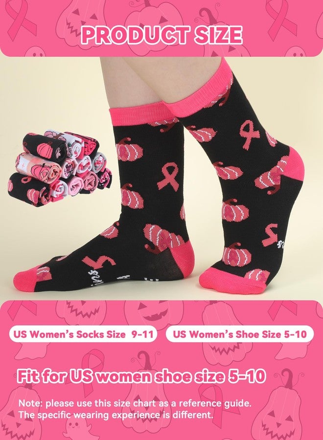 Cozypower 12 Pairs Breast Cancer Gift Socks for Women Pink Ribbon Pumpkin Crew Socks with Motivational Text for October Breast Cancer Awareness Month Events - Image 5